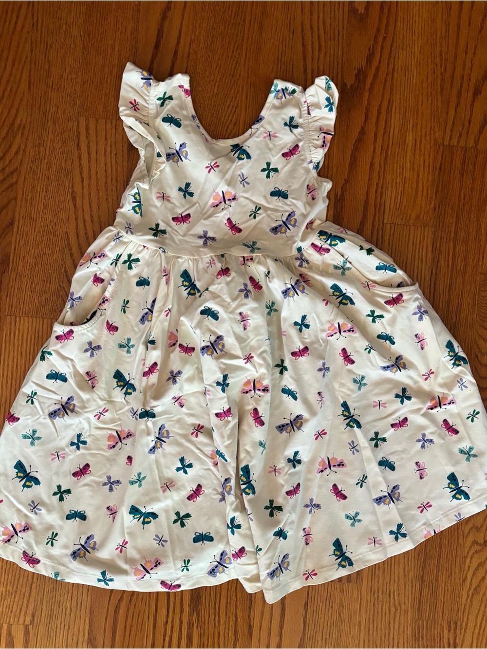 Hanna Andersson new in bag (no tags) ruffle printed butterfly skater dress 130
